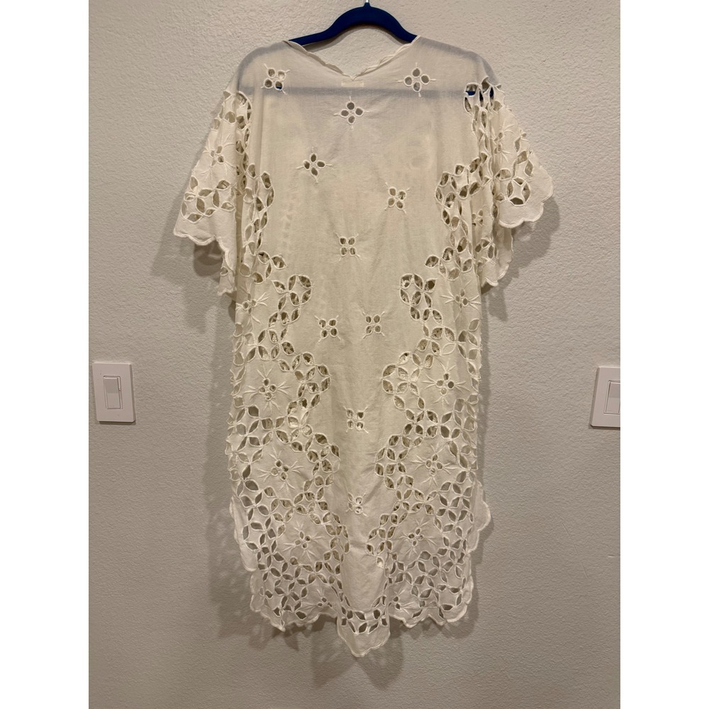Intimately Free People White Crochet Away Eyelet Lace Kaftan Cover Up Dress XS/S - Picture 4 of 8